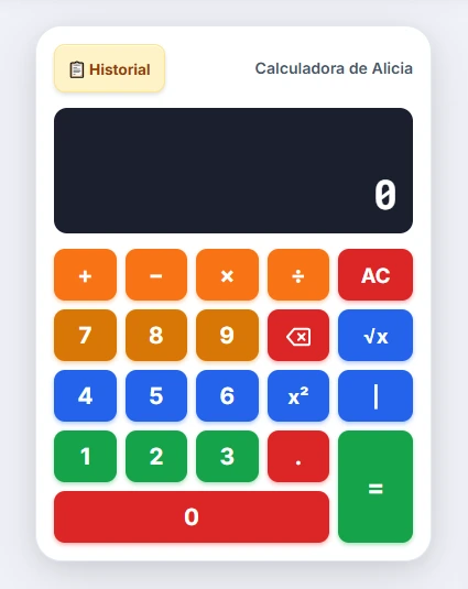 Guía visual de los botones de la Calculadora de Alicia